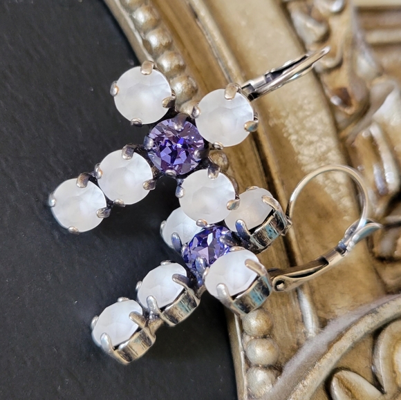 Austrian Crystal Cross Earrings - Picture 3 of 7